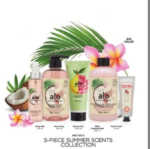 5 psc passion & fruit set, body mist, soap, shower gel, foaming bath, hand cream